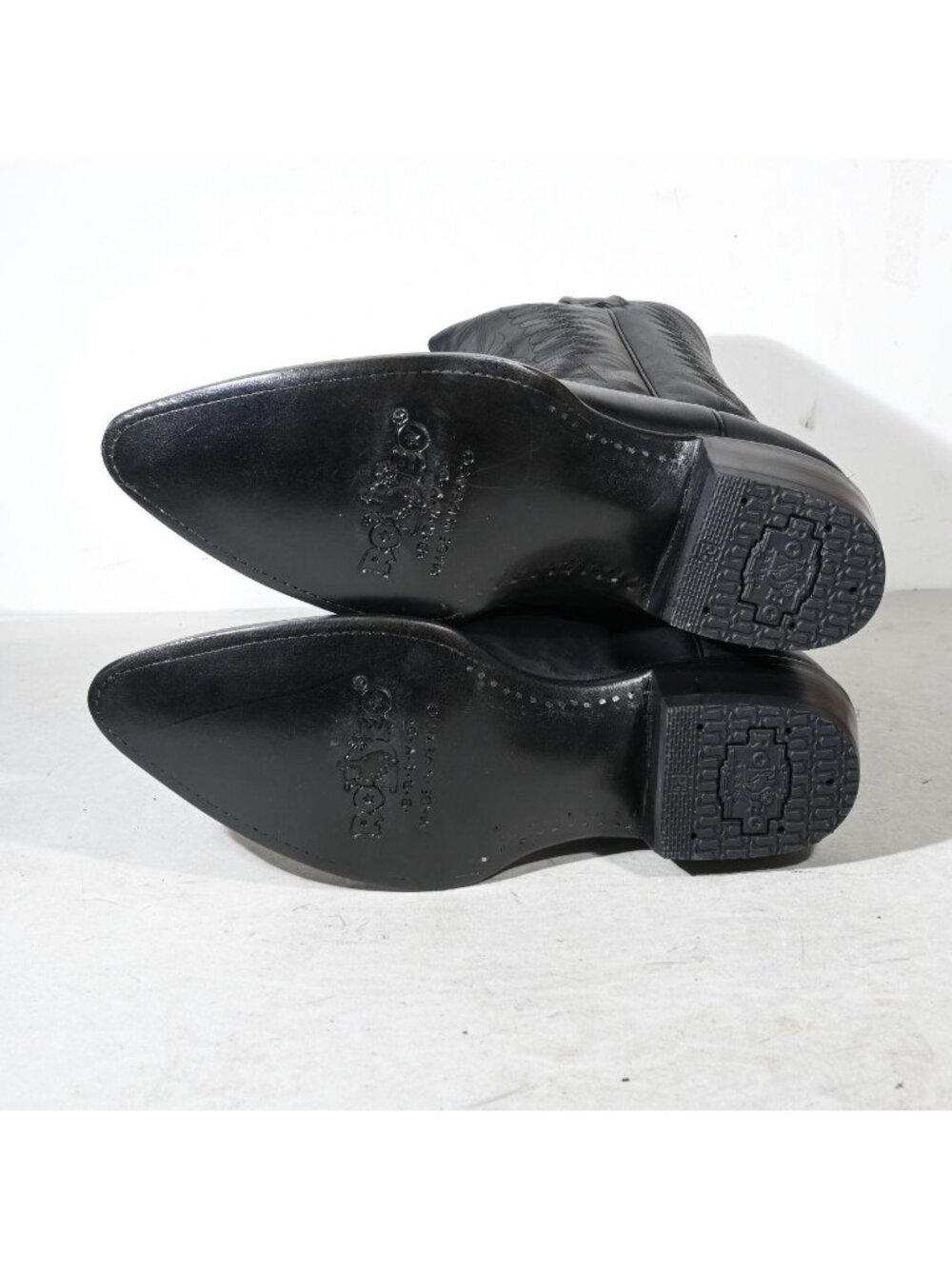 Vintage Black Leather Western Cowboy Boots Deadstock Matte Finish Men's Size 10 - Picture 6 of 6
